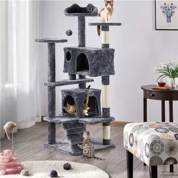 54in Cat Tree Tower Condo with Scratching Post for Kittens Pet House Furniture