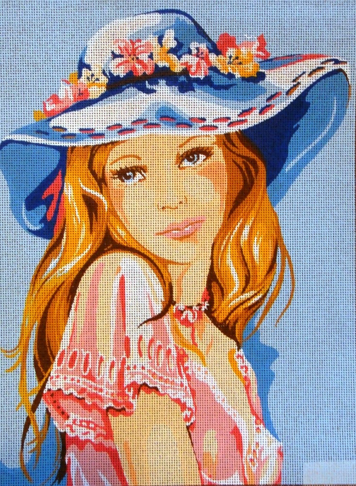"Lady"   Printed Canvas or Threads Kit for Needlepoint  D488
