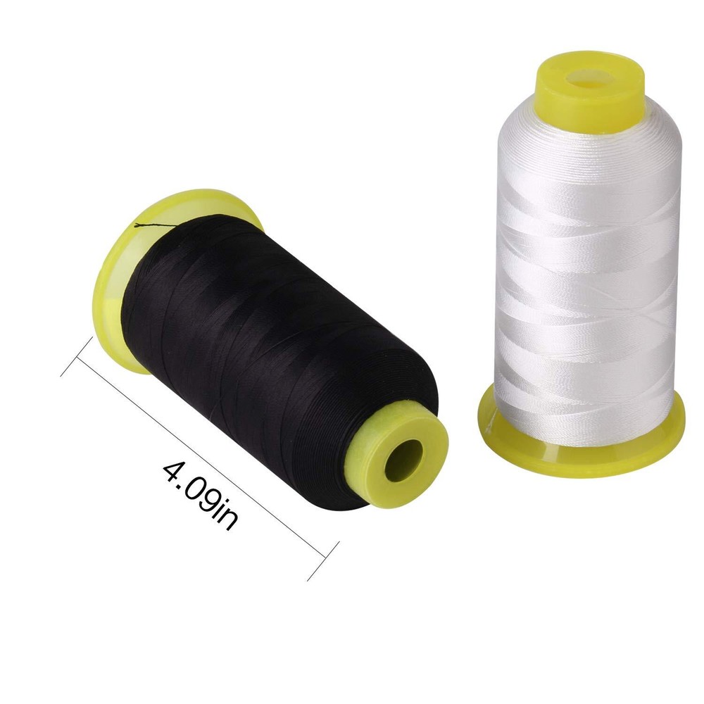 T70#69 Bonded Nylon Sewing Thread - 1500 Yard Spool -(White+Black) 2PCS