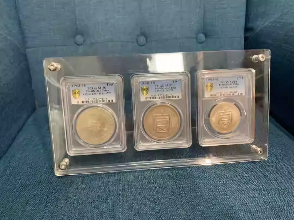 2 Grids Acrylic Display Frame Case Box with Integrated Stand For NGC/PCGS Holder