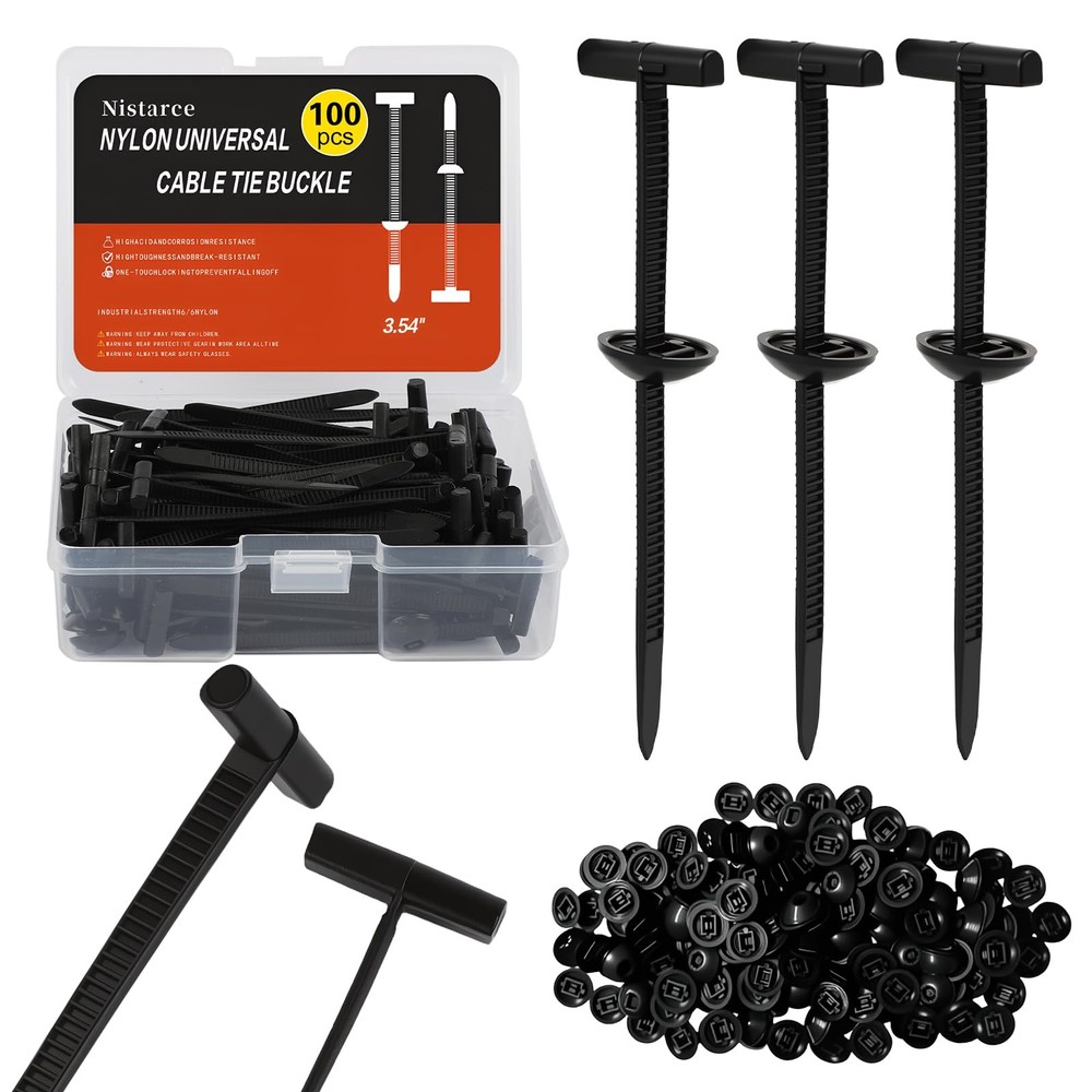 Upgrade Nylon Universal Cable Tie Buckle with Clear Storage Box – Black