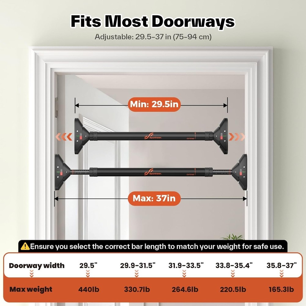 Versatile Pull Up Bar for Home Gym | 440lbs Load, Easy Installation Guide