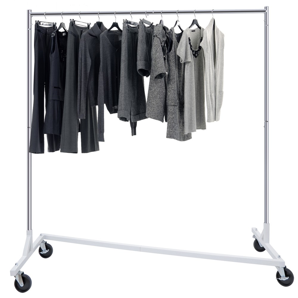 2PCS Compact Garment Rack Rolling Z-Base Storage Garment Hanging Clothes Shelf