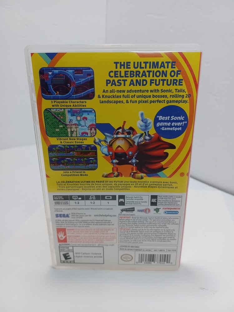 Sonic Mania (Nintendo Switch, 2017) Case Only