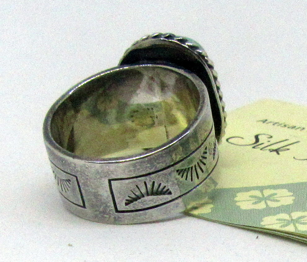 Silk Road Turquoise and Sterling Silver Ring. Size 8