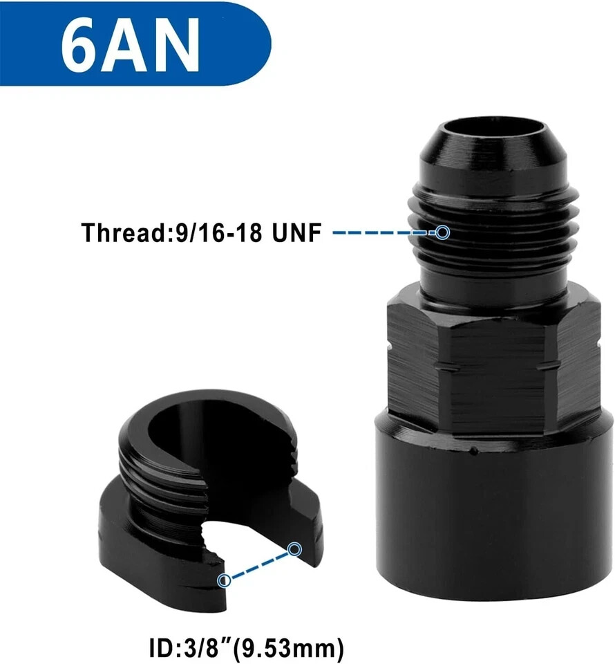 6AN to 3/8" 5/16'' Quick Disconnect EFI Fuel Rail Fitting Adapter Swap 1Pc 2Pcs