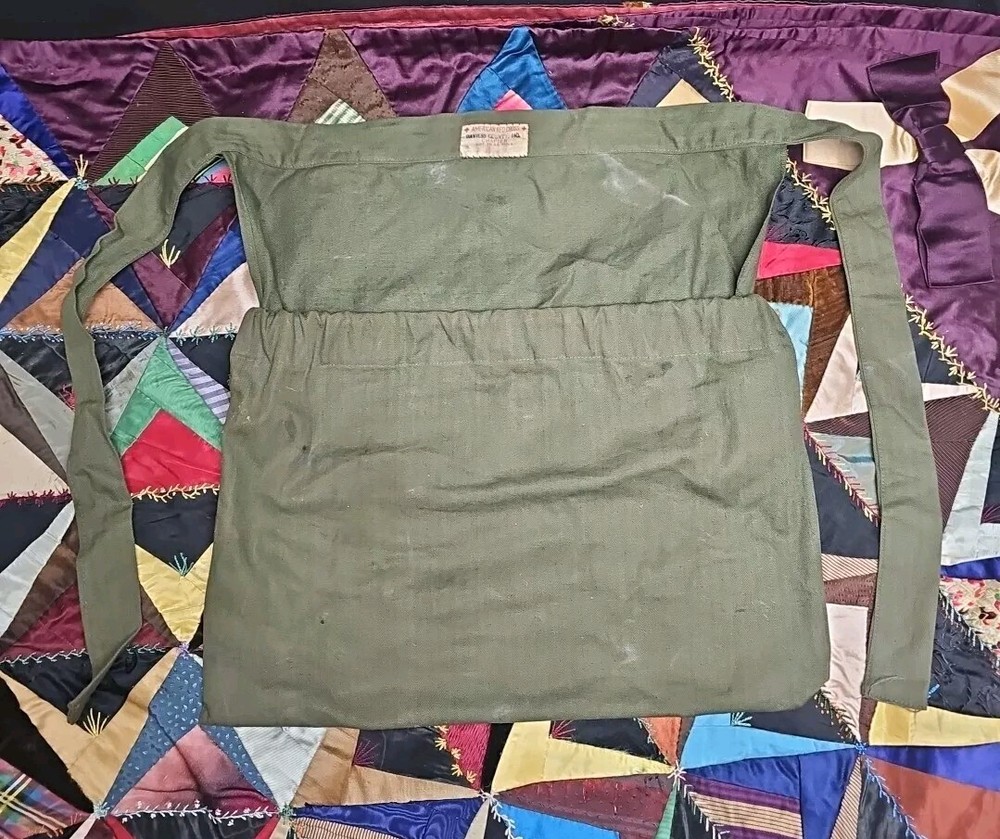 Original WW2 American Red Cross GI Issue OD Poplin Twill Ditty Bag ARC Apron