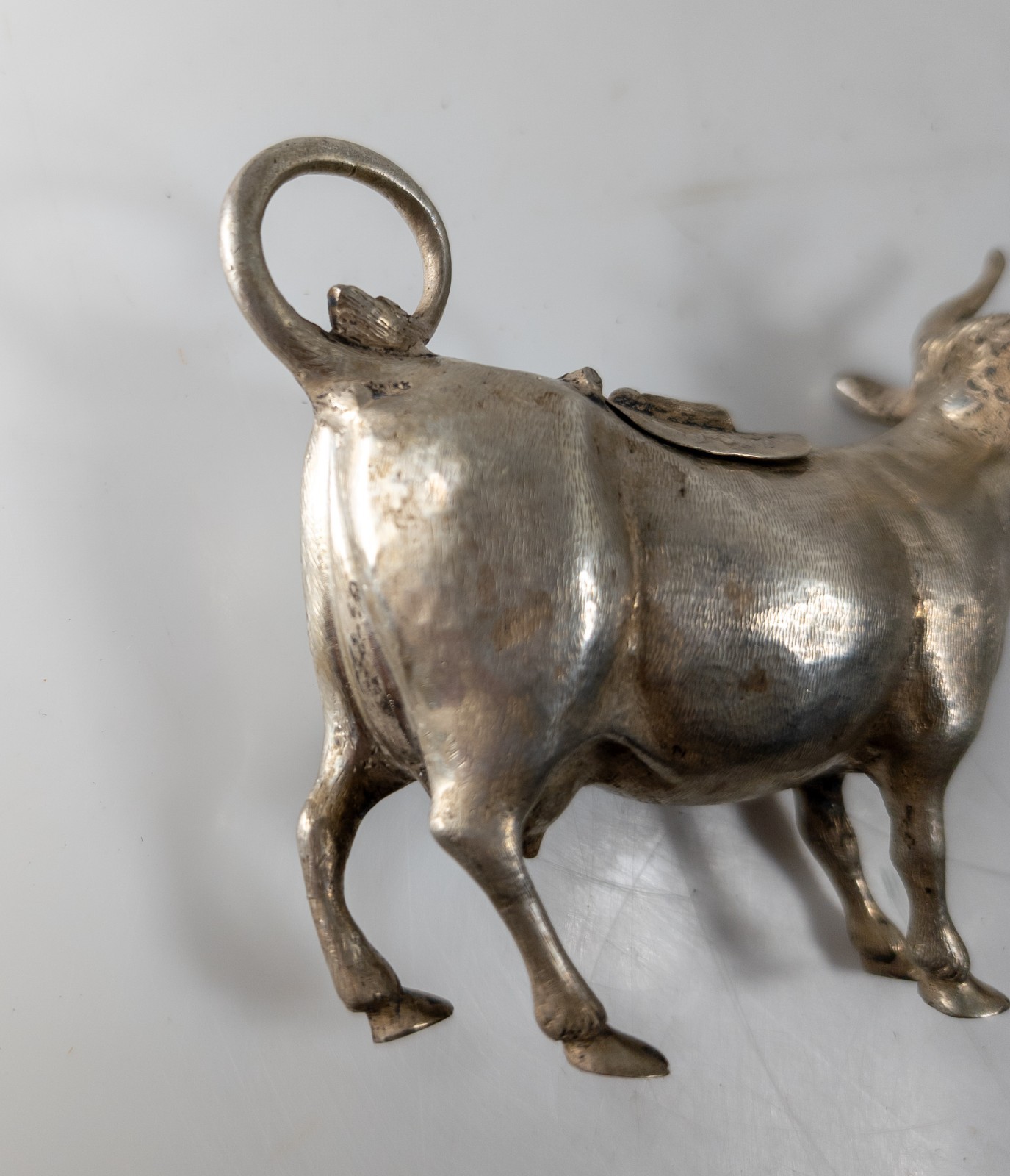 Antique 800 Silver German Hallmarked Cow Bull Form Creamer