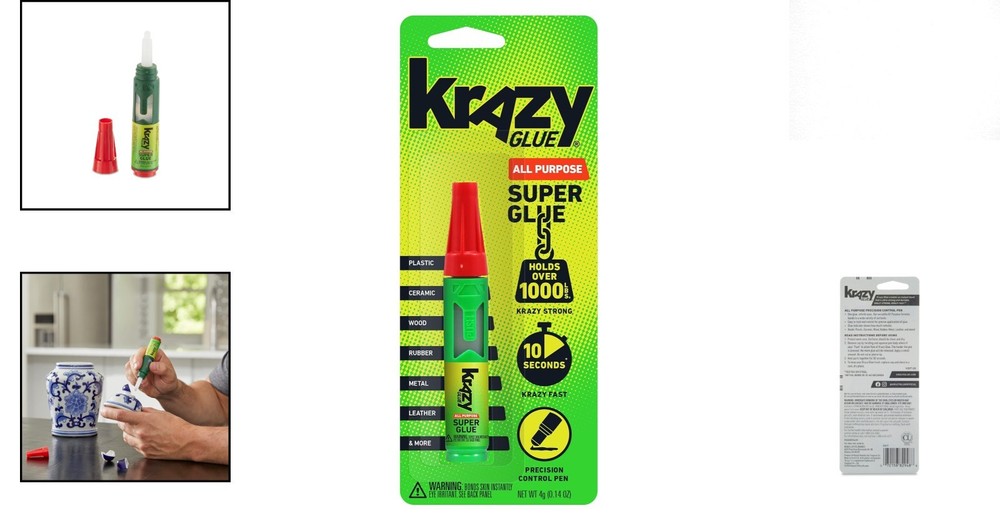 Krazy Strong 4g Super Glue Pen - One-Drop Applicator for Multi-Surface Bonding