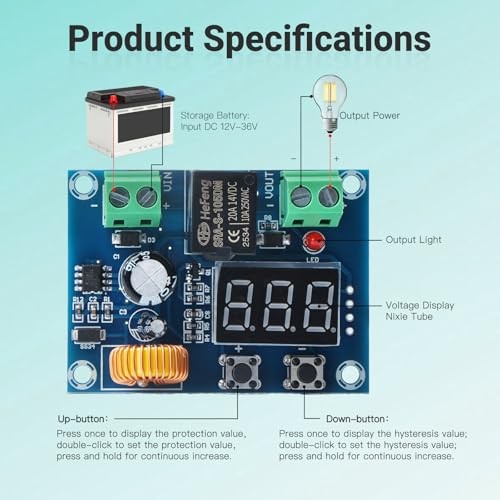 12V-36V DC Voltage Protection Module, Digital Low Voltage Protector with 2PCS