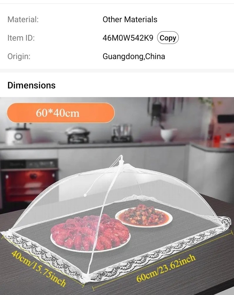 Foldable White Mesh Food Cover Tent