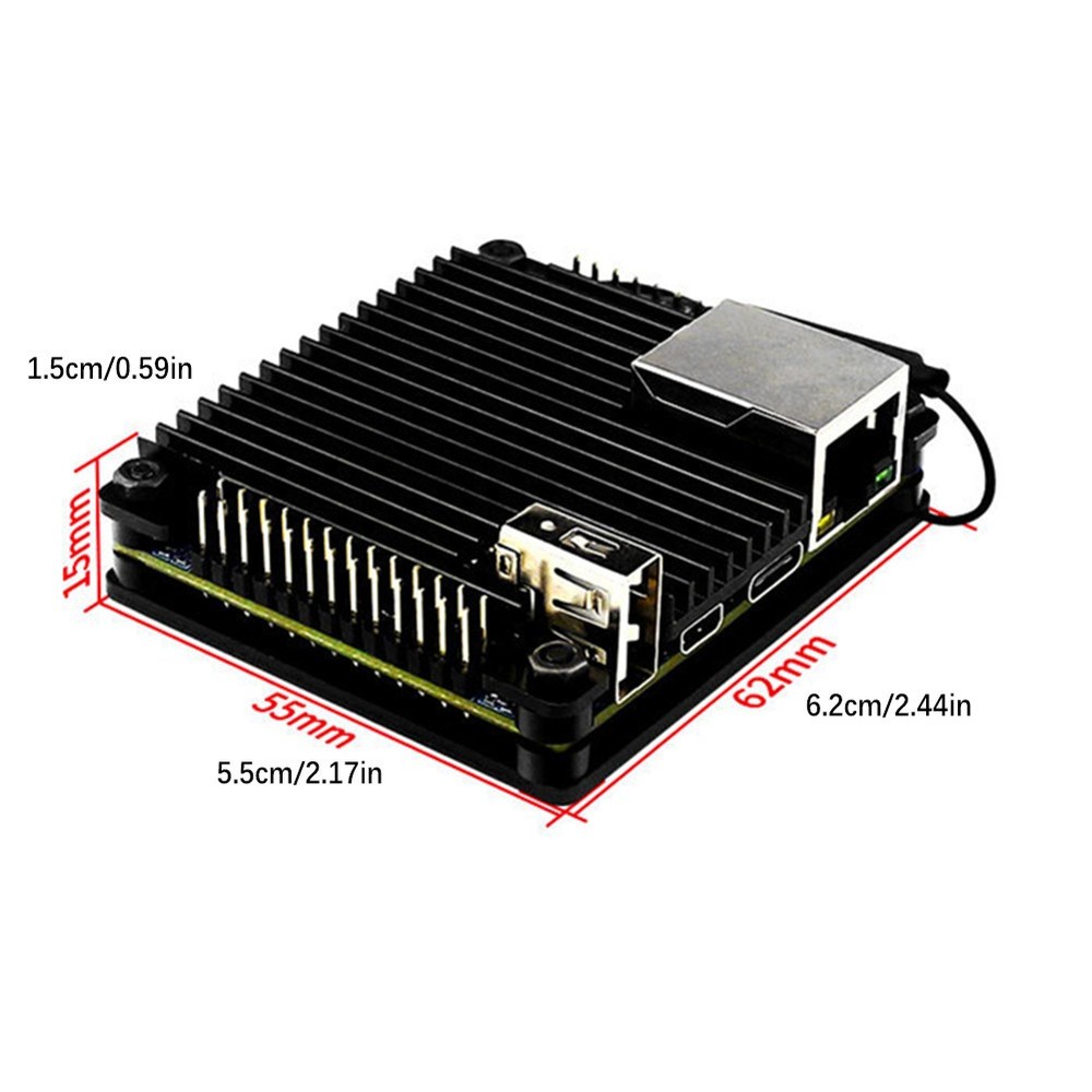 Aluminum + Acrylic Cooling Shell Passive Heatsink Case For Orange Pi Zero 2
