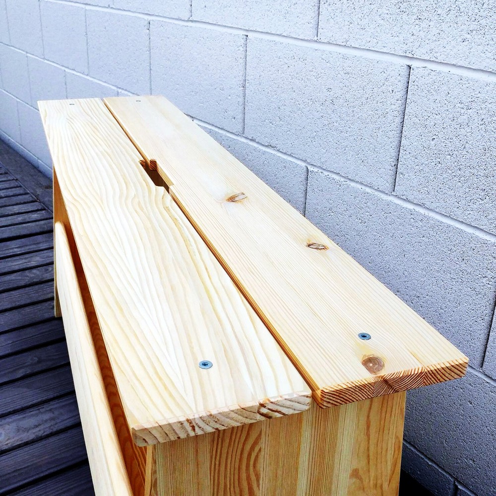 IKEA Solid Pine PERJOHAN Bench w/ storage, Unfinished Wood Rustic Nordic Cottage