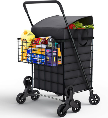Stair Climbing Cart Foldable Shopping Cart w/ Waterproof Bag