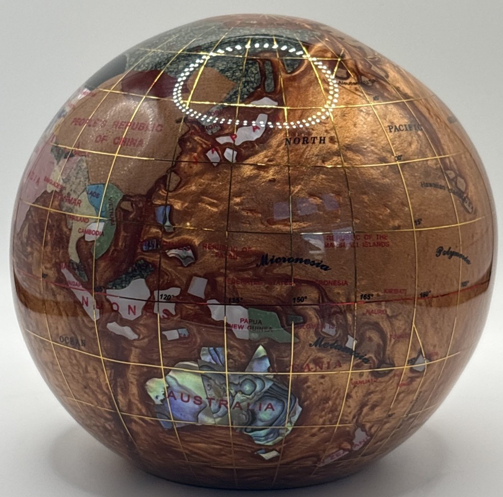 Unique Art Gemstone Globe Paperweight (Amberlite)