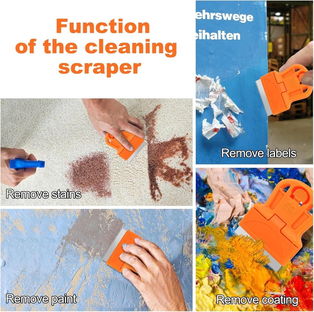 WEGAZ-4 Pcs Mini Plastic Razor Blade Scraper Tool-Suitable for Cleaning Windows
