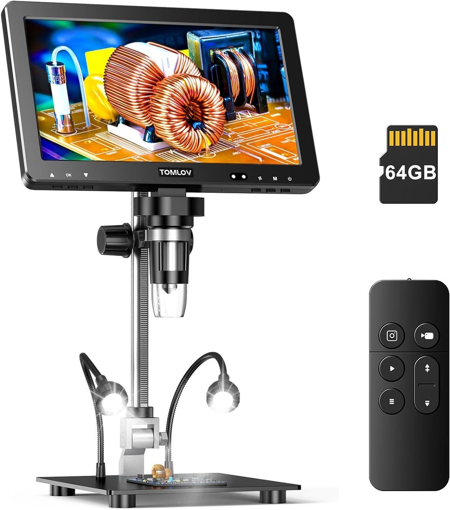 TOMLOV DM9 Max IPS HDMI Digital Microscope 10" 1500X Coin Magnifier Error Coins