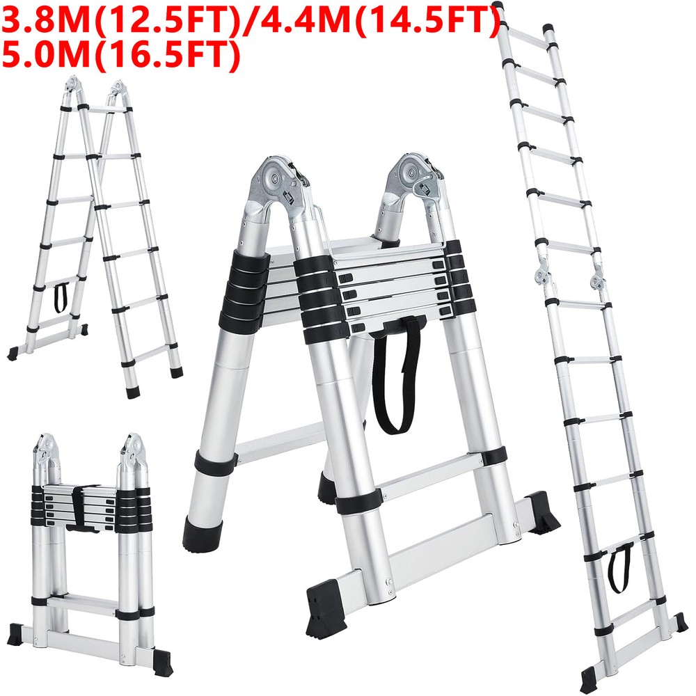 Telescoping Ladder Extension Ladder Multi Purpose Folding A Frame 330lbs Load
