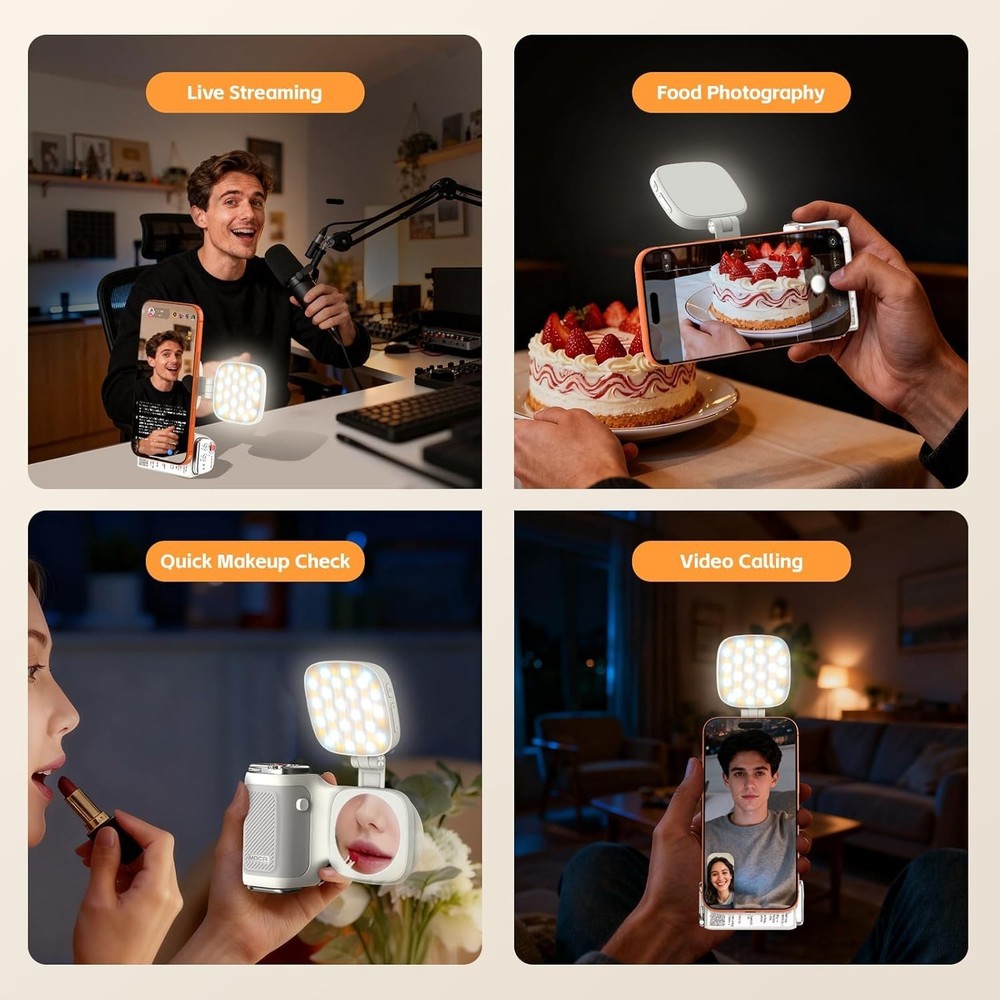 Iphone Camera Grip MOCA with Magnet Fill Light & Mirror for 17 Pro Ios26 Native