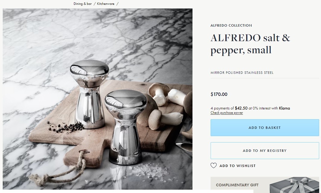 Georg Jensen ALFREDO collection | Salt & Pepper mill, Mirror Stainless Steel