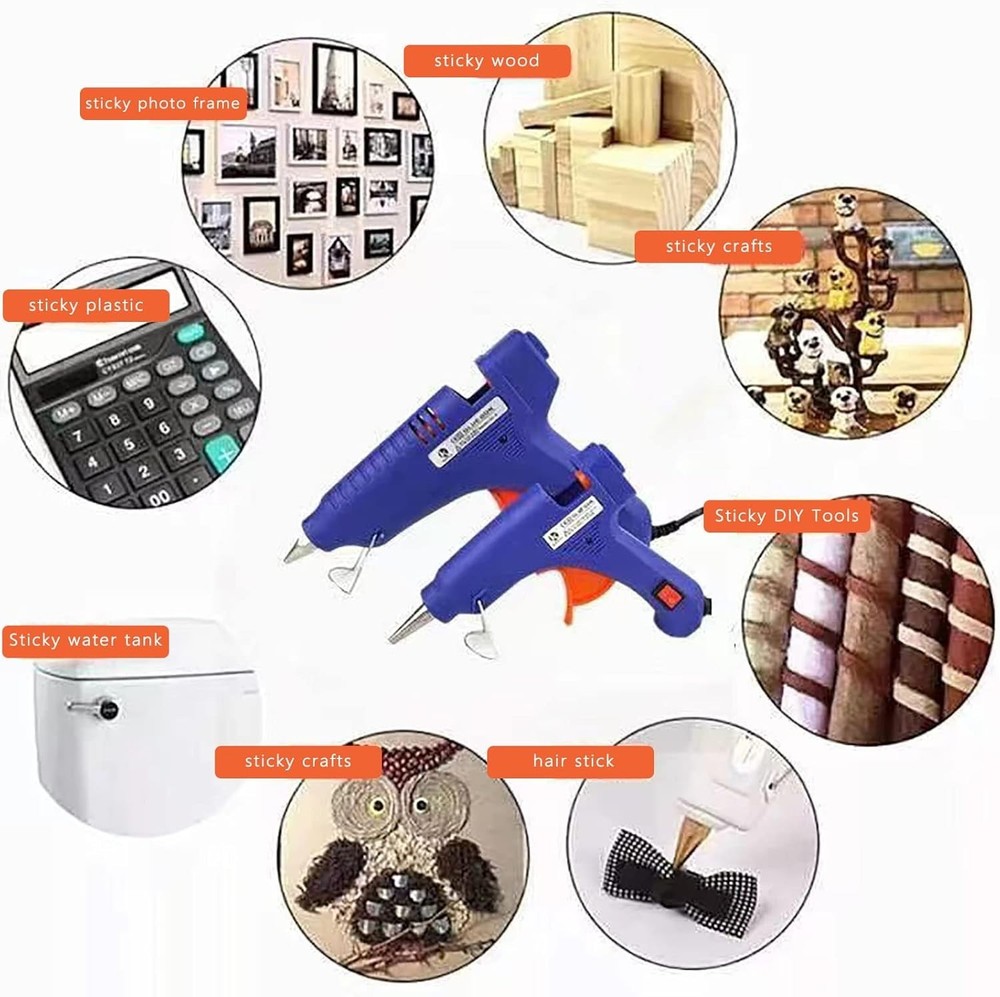 Mini Hot Glue Gun Set – 20W, Blue, Includes 10 Glue Sticks