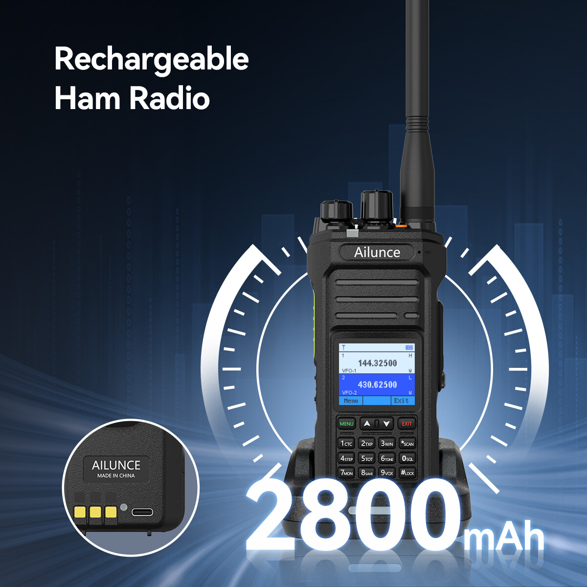 Retevis Ailunce HA1UV Ham Radio Dual Band IP67 2800mA NOAA USB-C Walkie Talkies