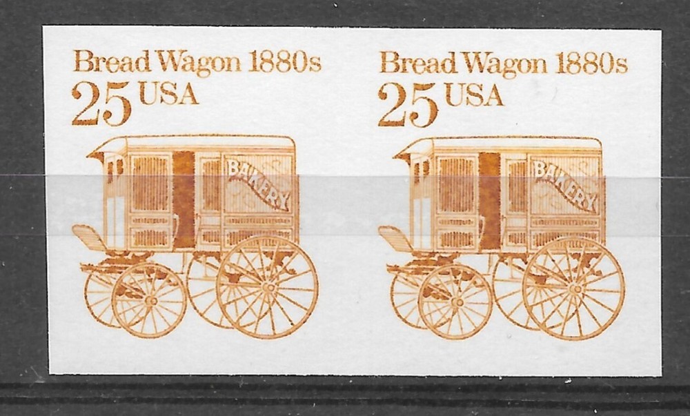 IMPERFORATE Scott #2136a, 25c Bread Wagon MNH,