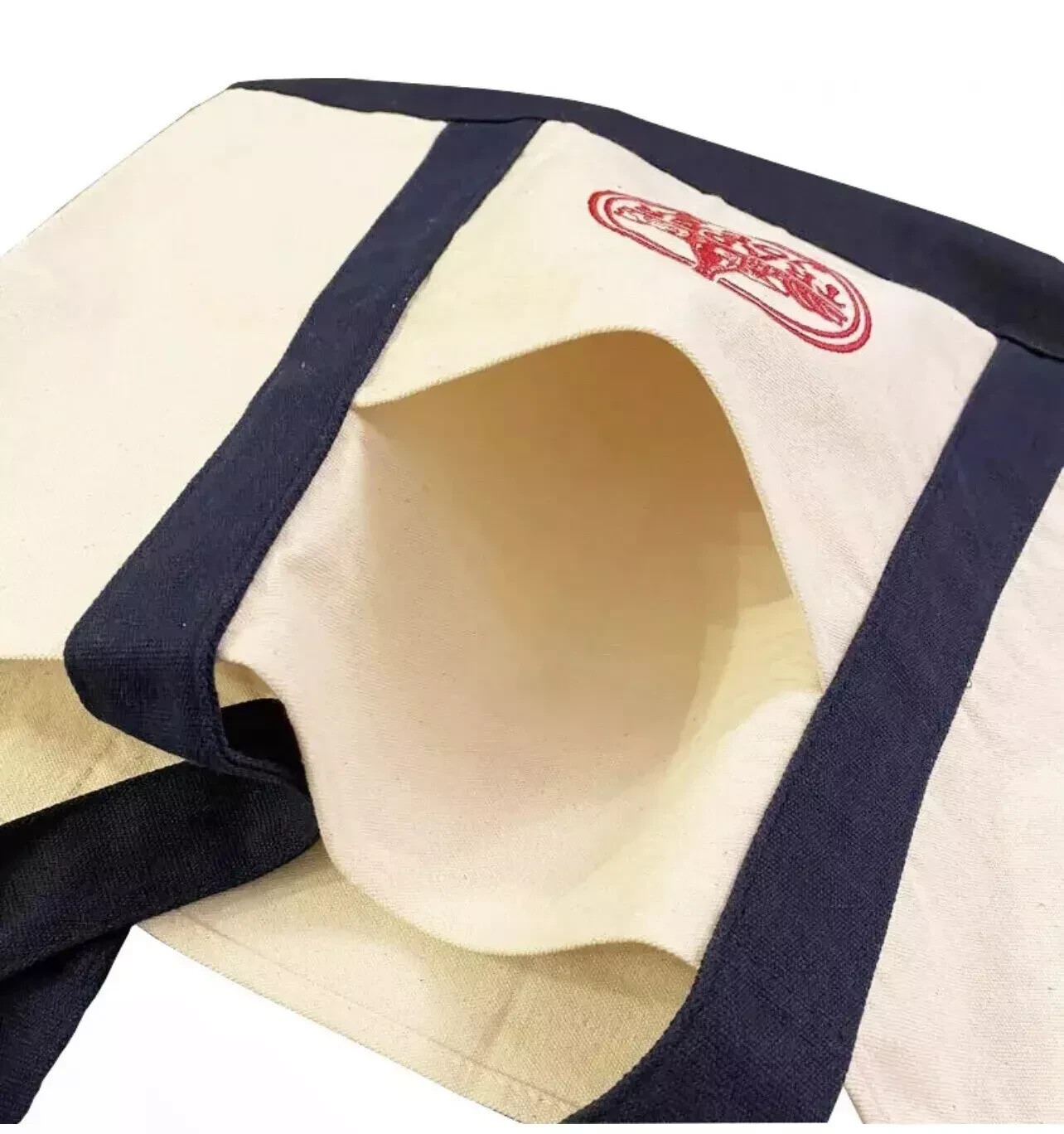 Trader Joe’s Reusable Heavy Cotton Canvas Shopping Bag, Off White & Navy, Large