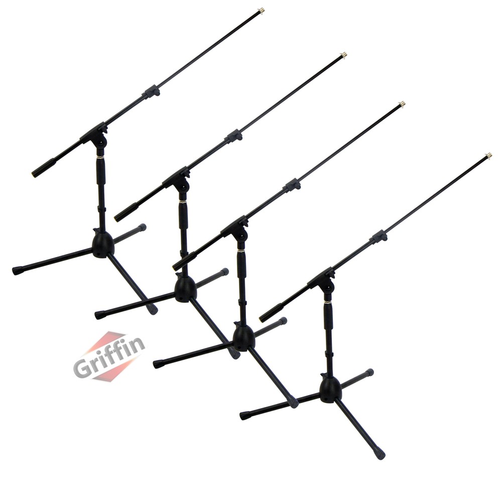 (4-PACK) Small Microphone Stand by GRIFFIN Short Height Studio Recording Holder