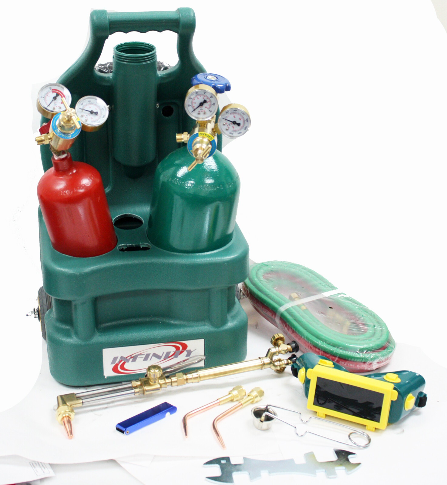 HVAC Brazing Welding Cutting Torch Kit w/Oxygen Acetylene Tanks Regulator & TOTE