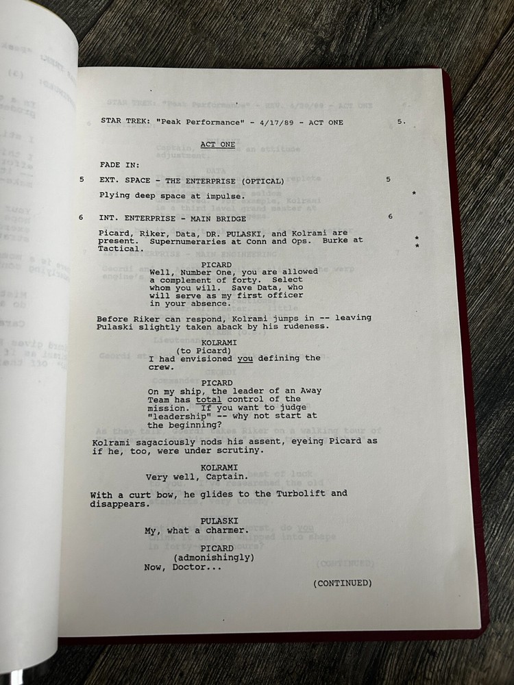 STAR TREK Script The Next Generation Peak Performance 2nd Revised Final Draft