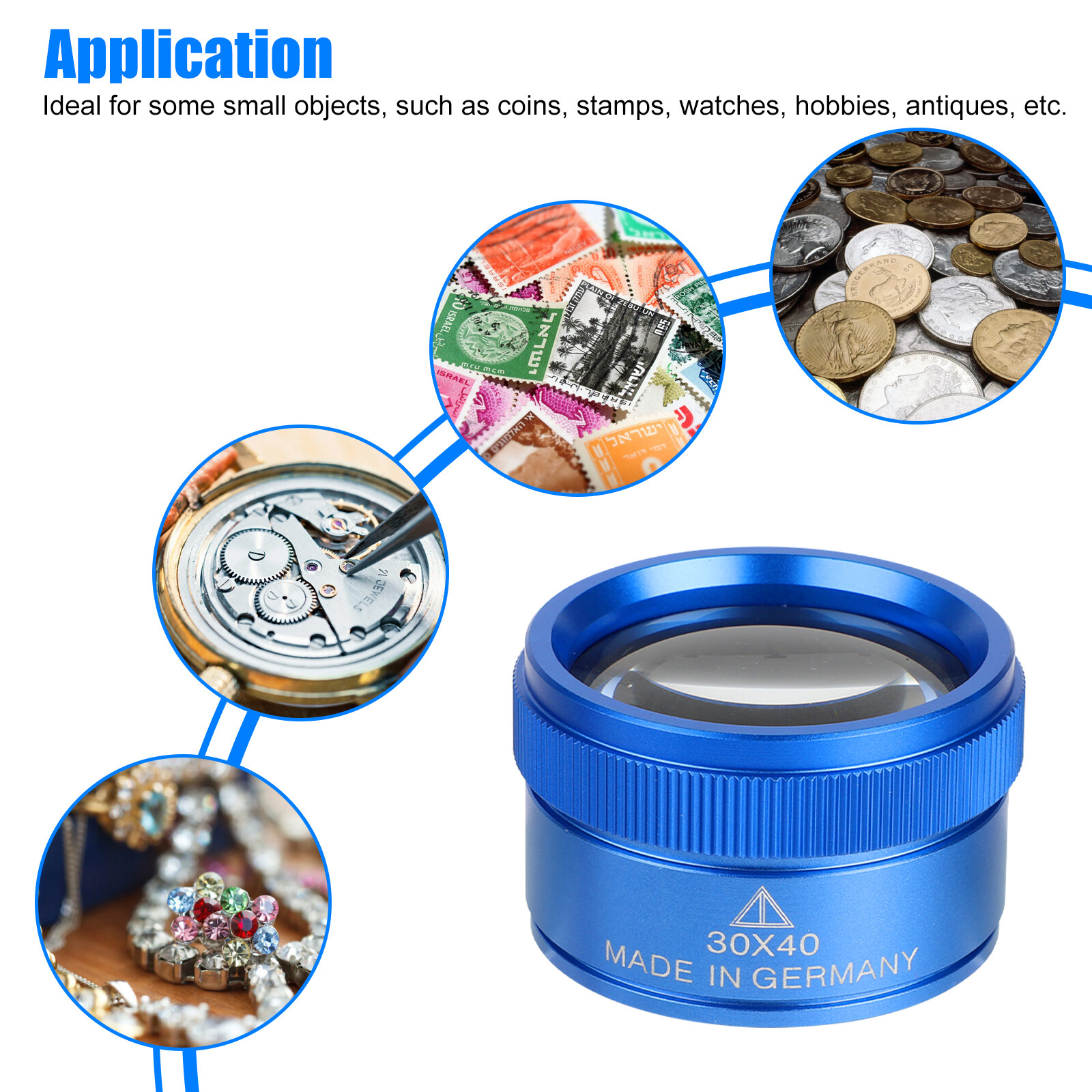 30X40 Magnifying Glass Jewelry Eye Loop Pocket Optical Magnifier Jewelers Repair