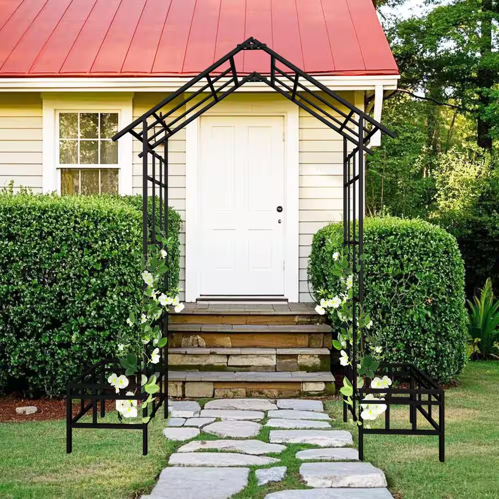 Adjustable Metal Garden Arch Trellis, 68.11 In. 94.29 In. Width, Outdoor Trellis