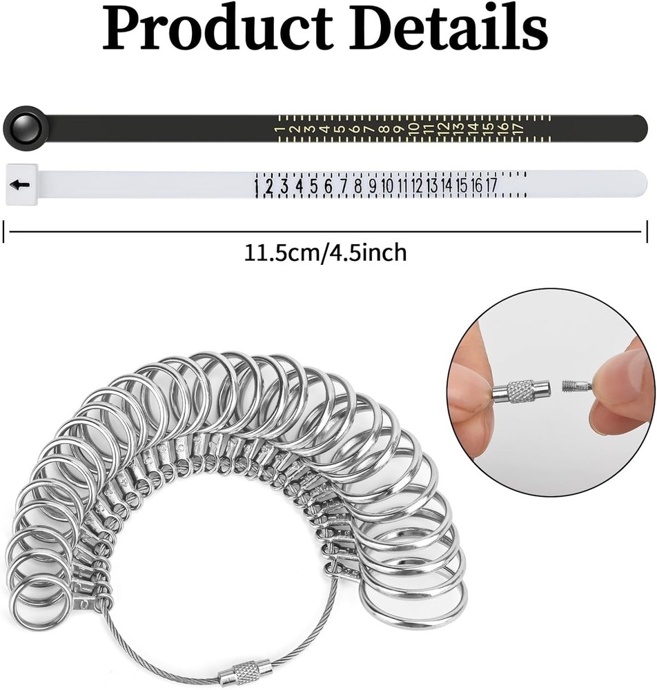 Auckyeer Ring Sizer Measuring Tool 27 Pcs, Sizing Kit 0-13 with Half...