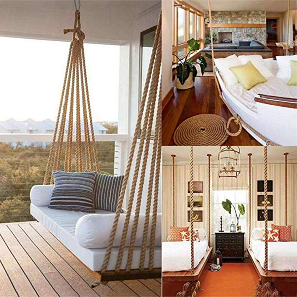 Twisted Manila 4 Strand Natural Fiber Cord Ropes Landscape Fitness Dock Decor