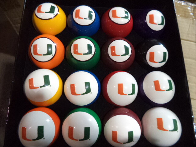 Miami Hurricanes Billiard Ball Set