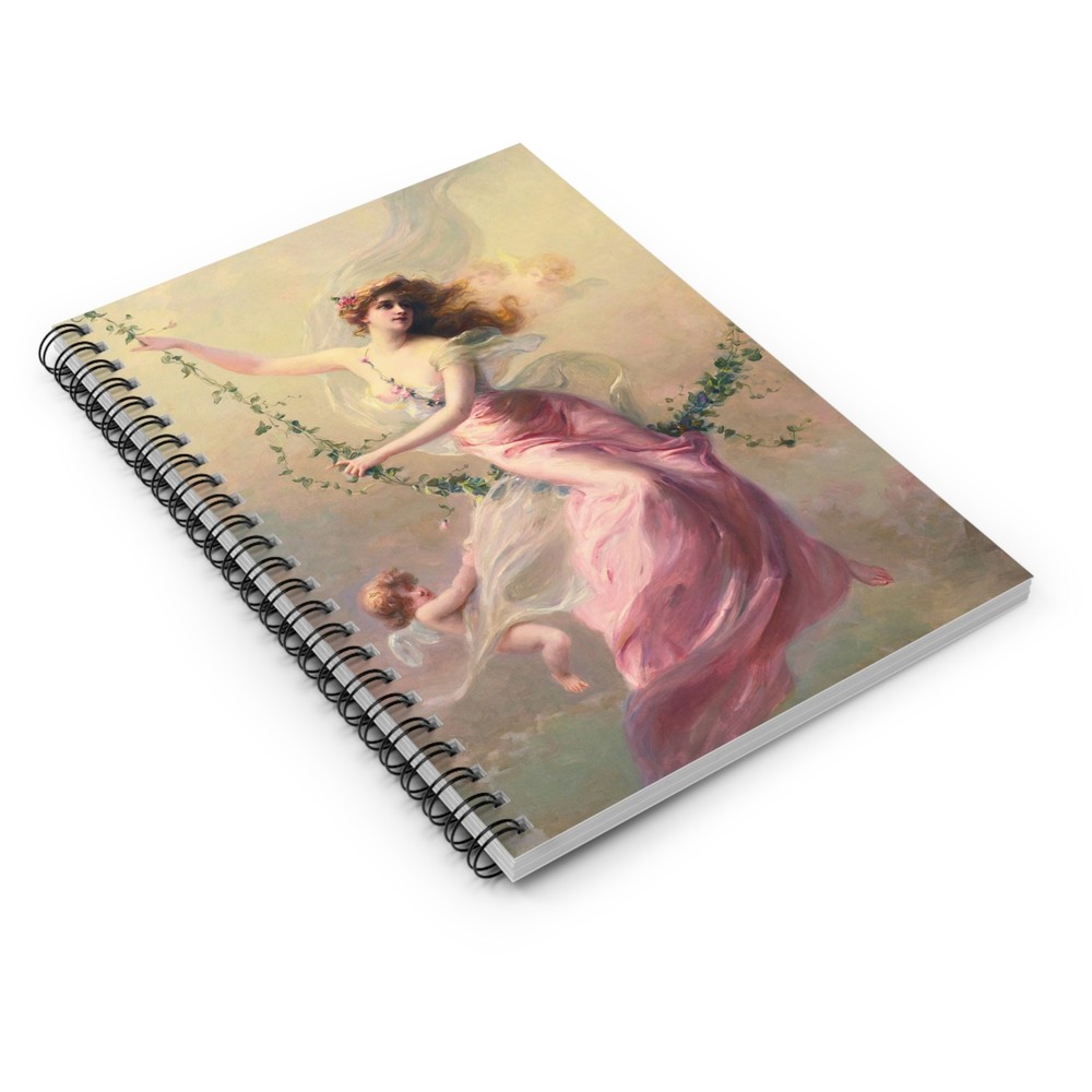 Lady With A Cherub Spiral Notebook - Ruled Line for Creative Minds