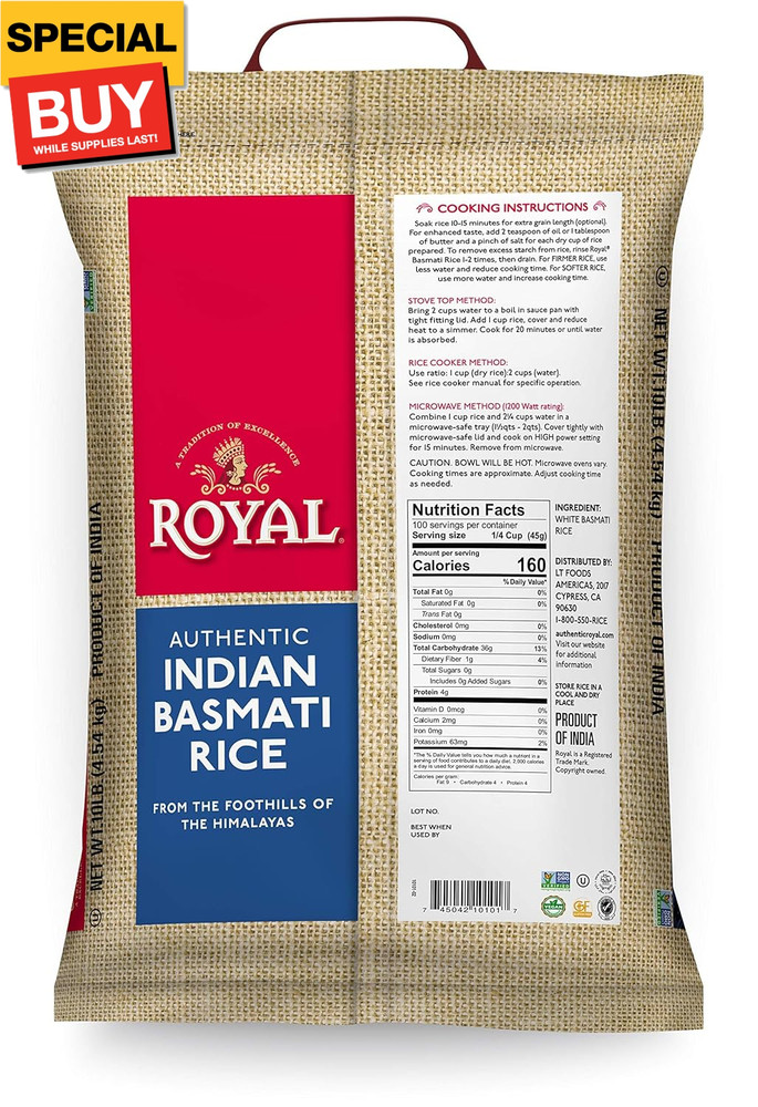 White Basmati Rice, 10lb