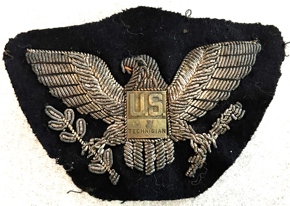Rare WWII USN Navy Tech Advisor Bullion Jacket Patch / Badge