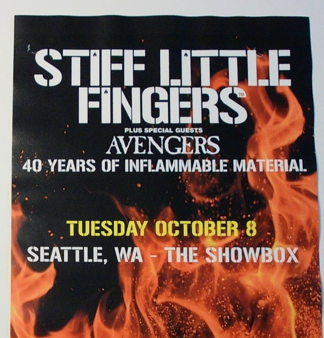 Stiff Little Fingers Poster 2019 Original Concert Show Flyer w/ Avengers