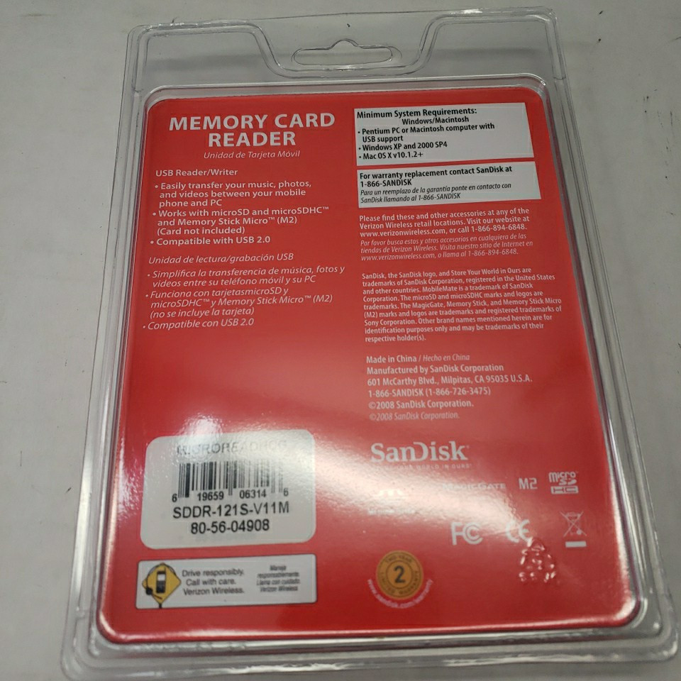 SanDisk MobileMate Micro Memory Card Reader Universal MicroSD/MicroSDHC (M2)