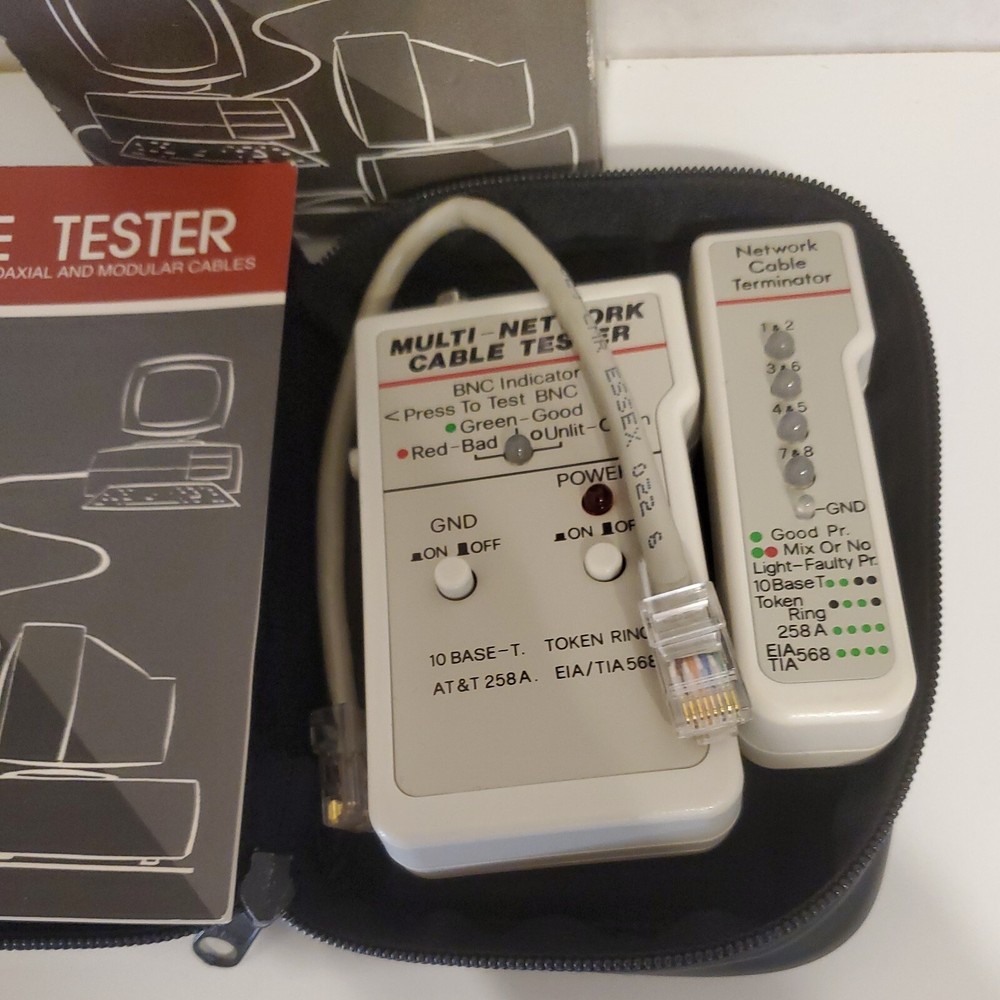 ENHANCED NETWORK CABLE TESTER NETWORK CABLE TERMINATOR MODEL #251452 IN ORIG BOX
