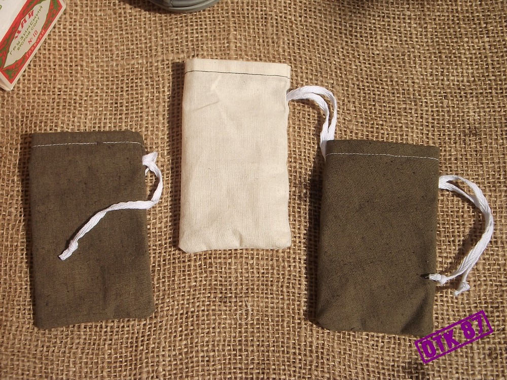 3 x Small ration bags, tea, salt, sugar. WW2 red army reproduction