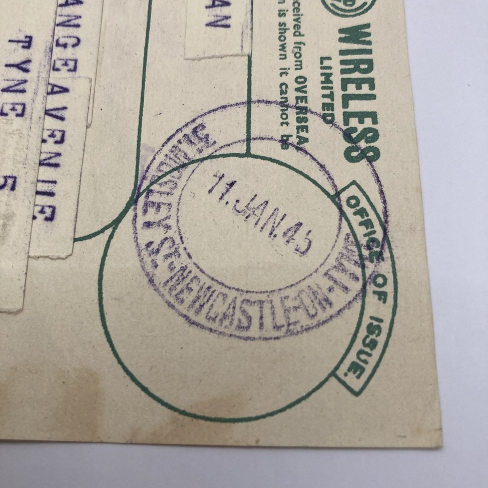 1945 Cable & Wireless Via Imperial Telegram - Newcastle postmark