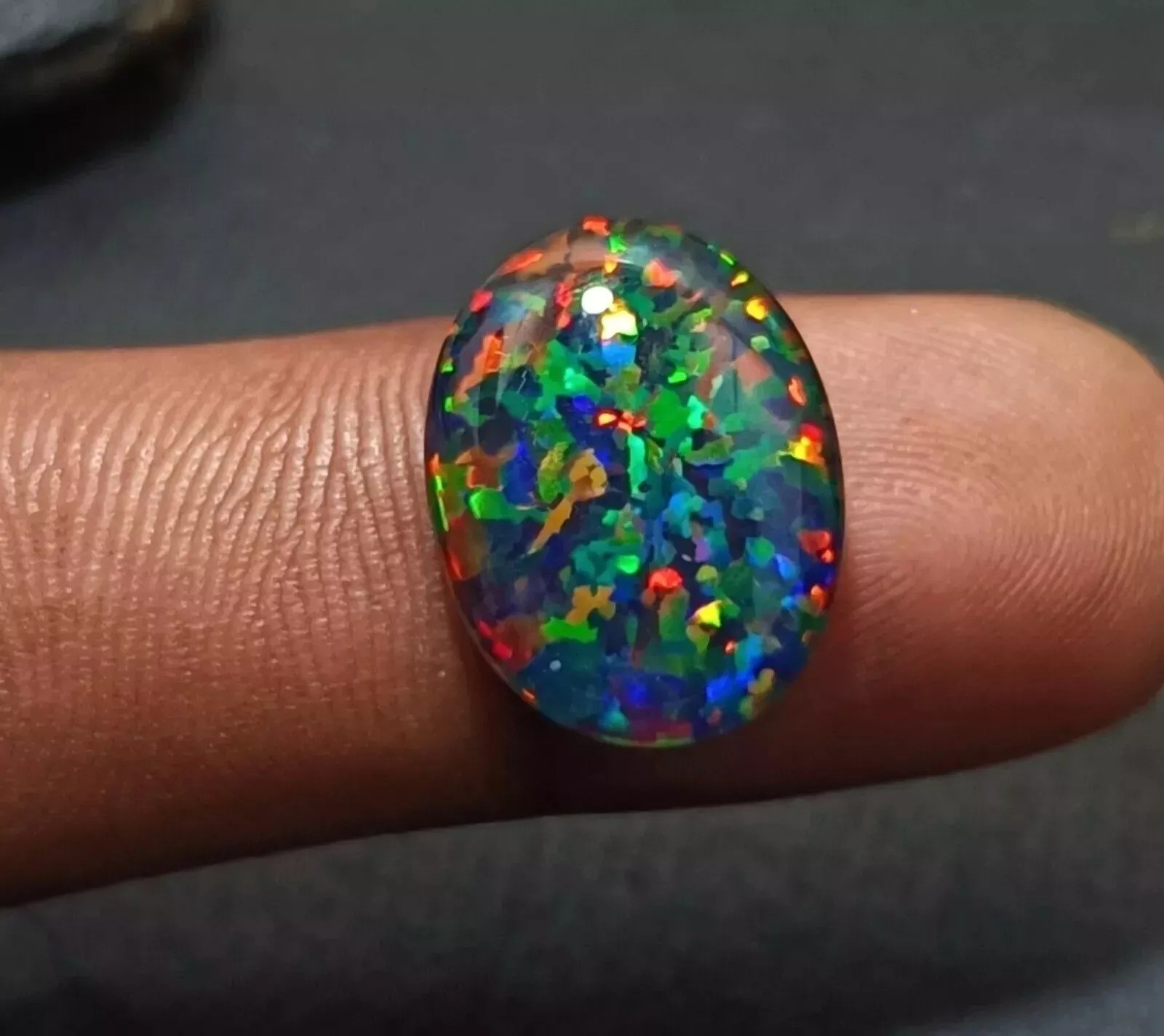 Black Fire Opal Ethiopian Natural 7+ Ct Oval Cut EGL Certified Gemstone