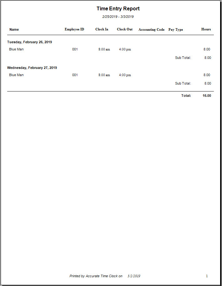 Employee Time Clock Software and Reporting System For Microsoft Window PC