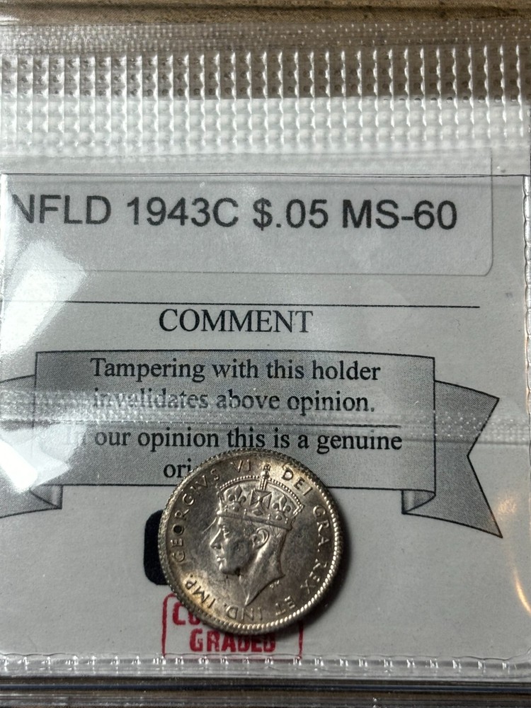 Newfoundland 1943C 5 Cents MS60