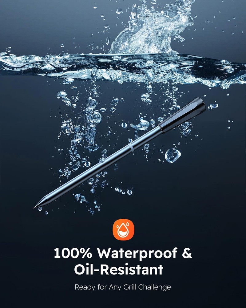 Smart Bluetooth Wireless Meat Thermometer, Standalone Base & APP Control, 6 S...