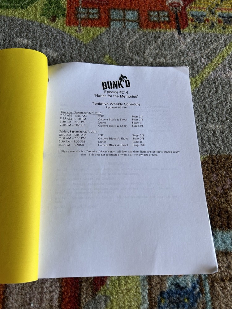 Bunk’d Disney Channel Original Script Season 2 Ep14 2016 Shooting Draft