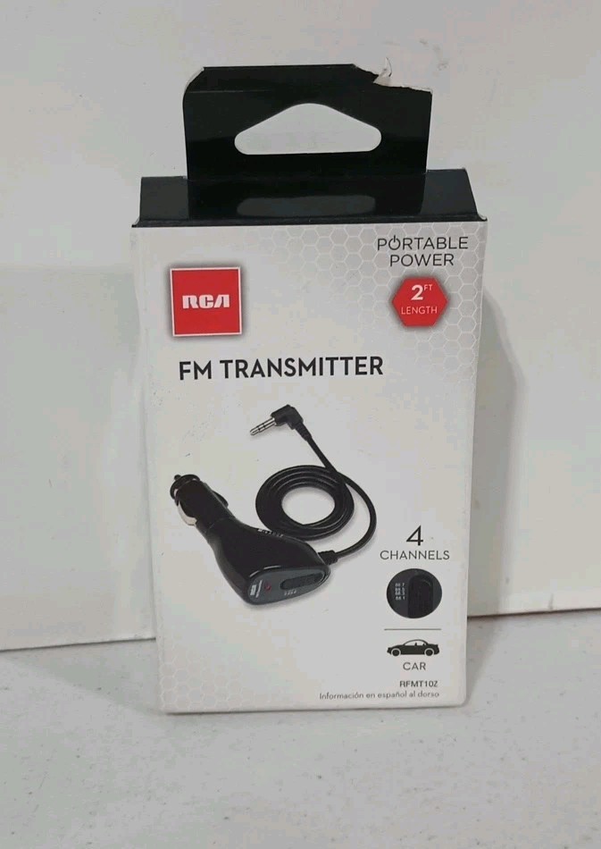 RCA RFMT10Z 3.5mm Input FM Transmitter Cigarette Lighter Adapter for Portable
